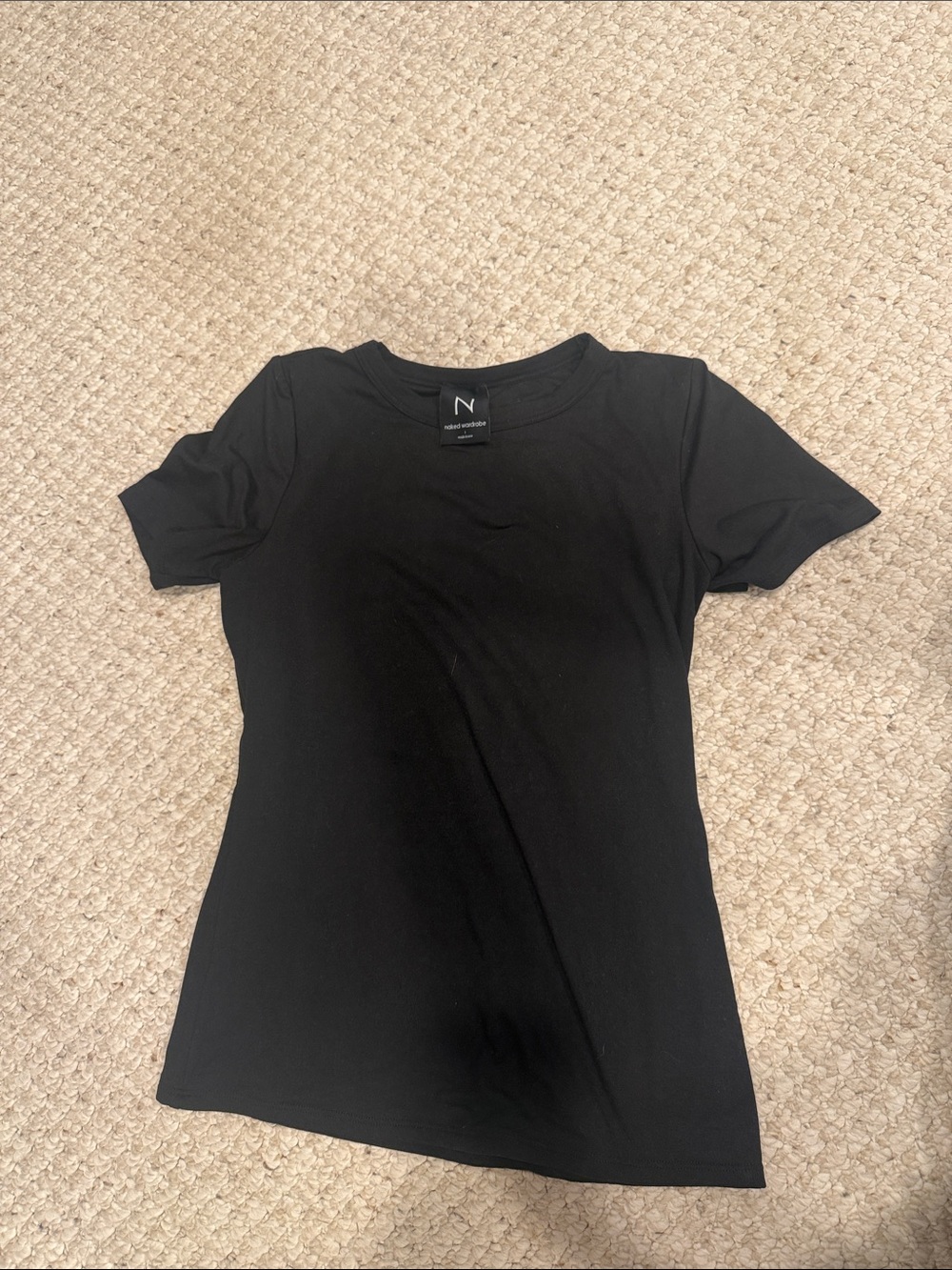 Naked Wardrobe Black Crewneck Short Sleeve Women's Tee, size L